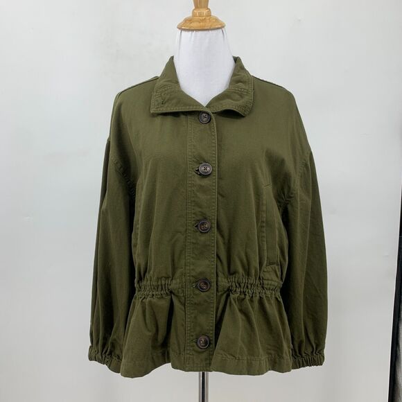Madewell Highbury Military Jacket Button Up Womens S Small Avocado Stand Collar - Picture 2 of 13